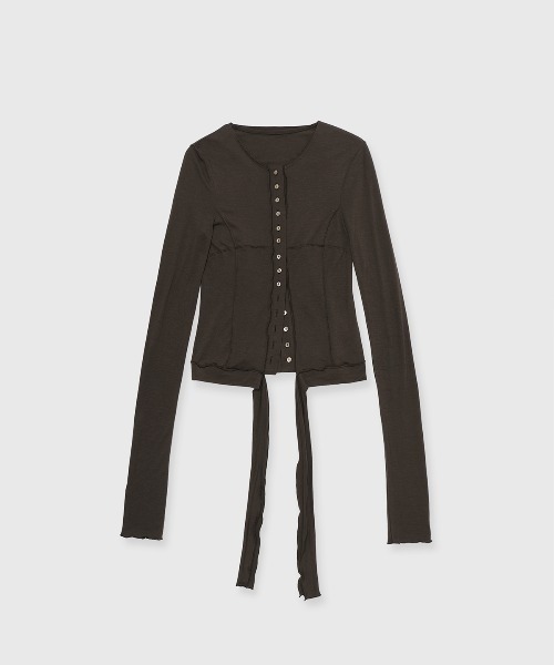 JOSE MOON（ジョゼムーン）の「SHEER CUT TIE CARDIGAN/シアーカットタイカーディガン（カーディガン/ボレロ・レディース・ブラック/ブラウン・FREE）」の9枚目の写真