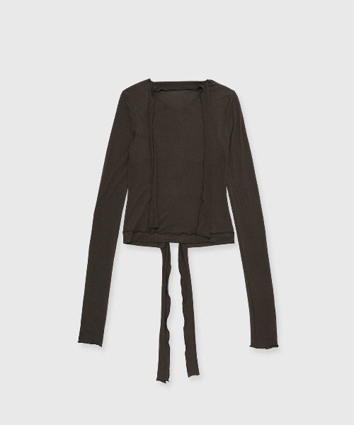 JOSE MOON（ジョゼムーン）の「SHEER CUT TIE CARDIGAN/シアーカットタイカーディガン（カーディガン/ボレロ・レディース・ブラック/ブラウン・FREE）」の10枚目の写真