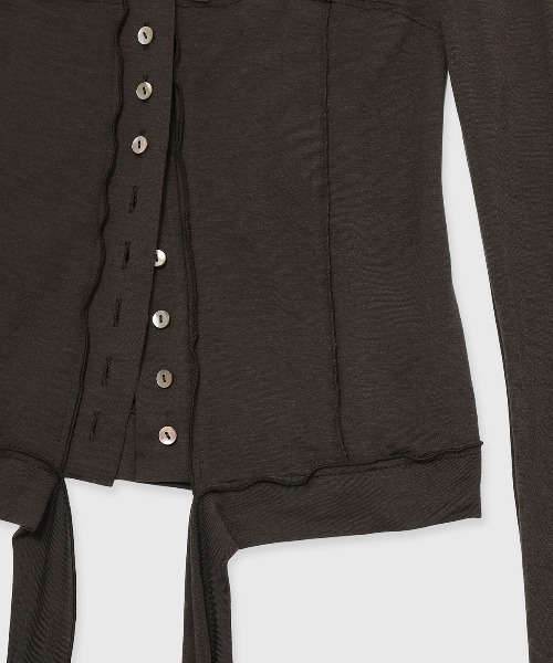 JOSE MOON（ジョゼムーン）の「SHEER CUT TIE CARDIGAN/シアーカットタイカーディガン（カーディガン/ボレロ・レディース・ブラック/ブラウン・FREE）」の13枚目の写真