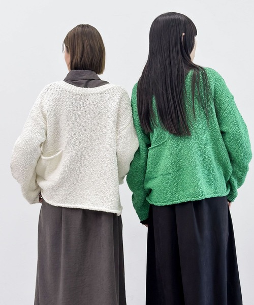 niko and...（ニコアンド）の「[MODE NORM CORE] スラブヤーン2WAYプルオーバー（ニット/セーター・レディース・ネイビー/グリーン/オフホワイト・LARGE/MEDIUM）」の8枚目の写真