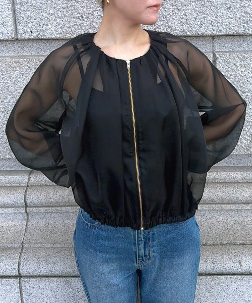 JENNE(ジェンヌ)の「日本製シアーライトブルゾン(その他アウター・レディース・スモークピンク/ブラック/ホワイト・LARGE/MEDIUM/SMALL)」の13枚目の写真
