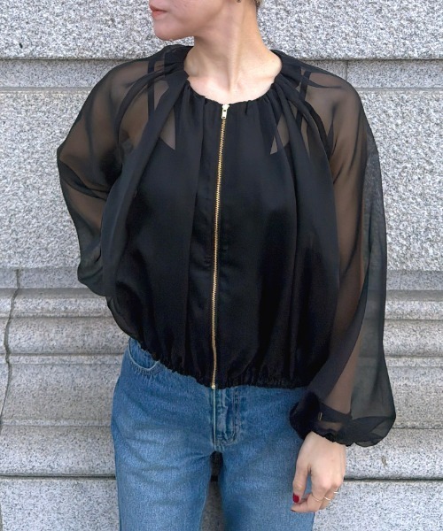 JENNE(ジェンヌ)の「日本製シアーライトブルゾン(その他アウター・レディース・スモークピンク/ブラック/ホワイト・LARGE/MEDIUM/SMALL)」の17枚目の写真