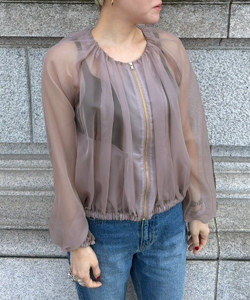 JENNE(ジェンヌ)の「日本製シアーライトブルゾン(その他アウター・レディース・スモークピンク/ブラック/ホワイト・LARGE/MEDIUM/SMALL)」の19枚目の写真