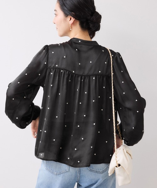 VIS（ビス）の「ハートモチーフ刺繍ブラウス/イージーケア（シャツ/ブラウス・レディース・ブラック/オフホワイト・FREE）」の18枚目の写真
