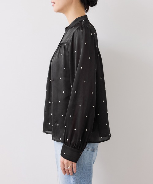 VIS（ビス）の「ハートモチーフ刺繍ブラウス/イージーケア（シャツ/ブラウス・レディース・ブラック/オフホワイト・FREE）」の14枚目の写真
