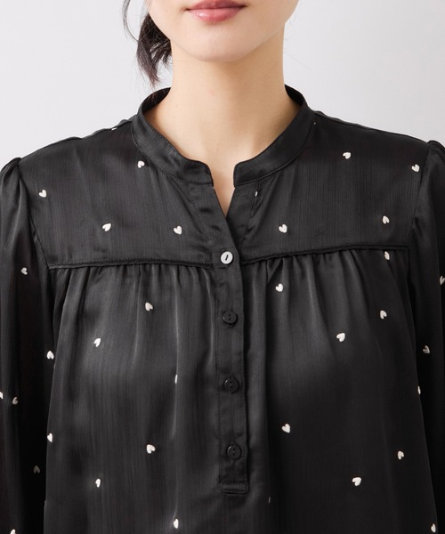 VIS（ビス）の「ハートモチーフ刺繍ブラウス/イージーケア（シャツ/ブラウス・レディース・ブラック/オフホワイト・FREE）」の12枚目の写真