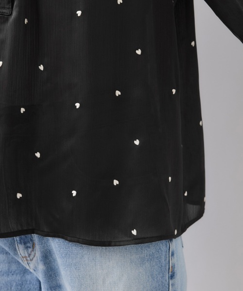 VIS（ビス）の「ハートモチーフ刺繍ブラウス/イージーケア（シャツ/ブラウス・レディース・ブラック/オフホワイト・FREE）」の10枚目の写真