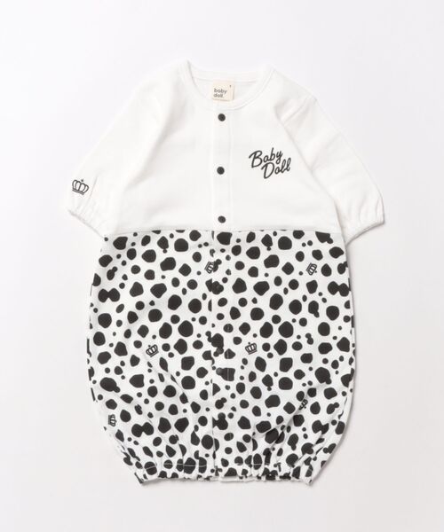 BABYDOLL(ベビードール)の「アニマル総柄 2WAYオール 1198B(ロンパース・キッズ・ホワイト/ブラック・フリー(50-70cm))」の2枚目の写真