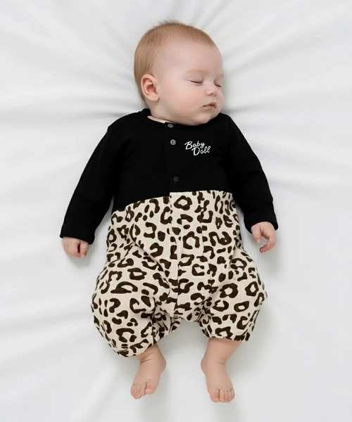 BABYDOLL(ベビードール)の「アニマル総柄 2WAYオール 1198B(ロンパース・キッズ・ホワイト/ブラック・フリー(50-70cm))」の1枚目の写真
