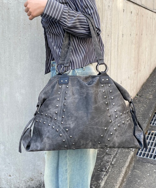 3.3 Field Trip （3.3フィールドトリップ）の「3.3 Field Trip／スタッズビンテージバッグ（トートバッグ・レディース・チャコールグレー/ブラウン/アイボリー・ONE SIZE）」の21枚目の写真