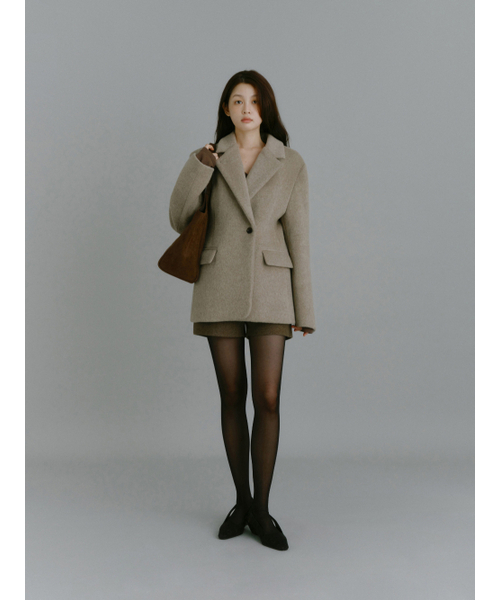 Yuje(ユジェ)の「WOOL DOUBLE COAT (2color)(チェスターコート・レディース・チャコールグレー/Beige・FREE)」の5枚目の写真