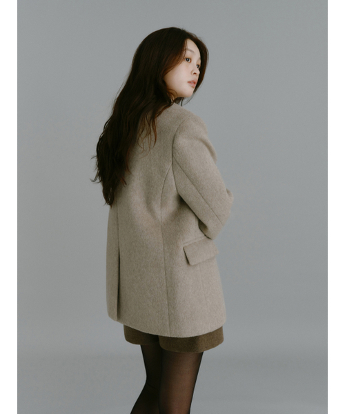 Yuje(ユジェ)の「WOOL DOUBLE COAT (2color)(チェスターコート・レディース・チャコールグレー/Beige・FREE)」の9枚目の写真