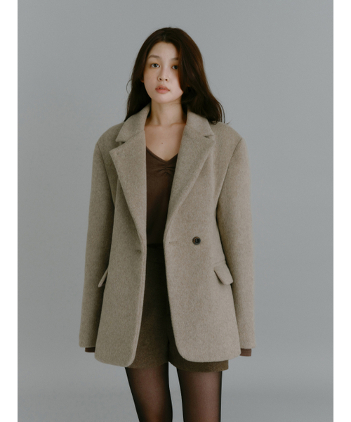 Yuje(ユジェ)の「WOOL DOUBLE COAT (2color)(チェスターコート・レディース・チャコールグレー/Beige・FREE)」の10枚目の写真