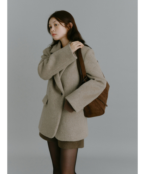 Yuje(ユジェ)の「WOOL DOUBLE COAT (2color)(チェスターコート・レディース・チャコールグレー/Beige・FREE)」の11枚目の写真