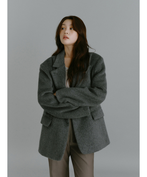 Yuje(ユジェ)の「WOOL DOUBLE COAT (2color)(チェスターコート・レディース・チャコールグレー/Beige・FREE)」の21枚目の写真