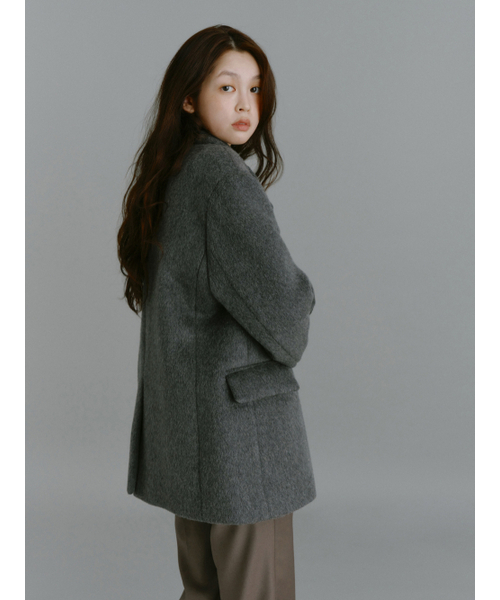 Yuje(ユジェ)の「WOOL DOUBLE COAT (2color)(チェスターコート・レディース・チャコールグレー/Beige・FREE)」の22枚目の写真
