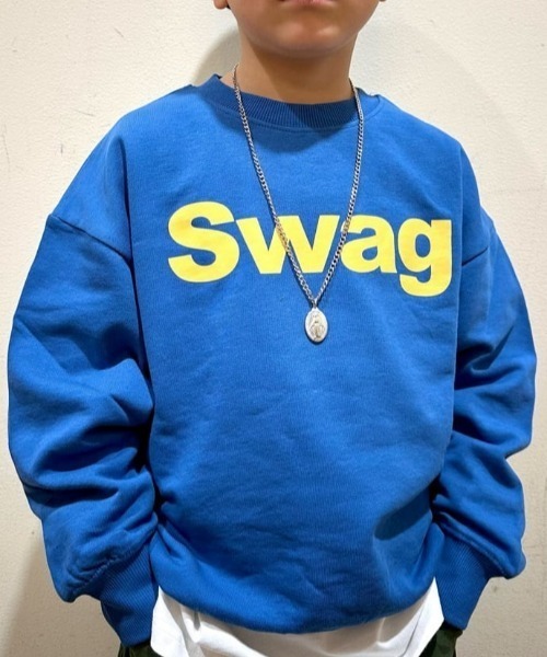 Right-on(ライトオン)の「【Refurbish】キッズ プリントスウェット プルオーバー (ルーズシルエット / 耐久性 / カジュアルコーデ)(スウェット・キッズ・ブルー/オフホワイト/グレー/ブラック/グリーン/オレンジ・110/120/130/140/150/160)」の1枚目の写真