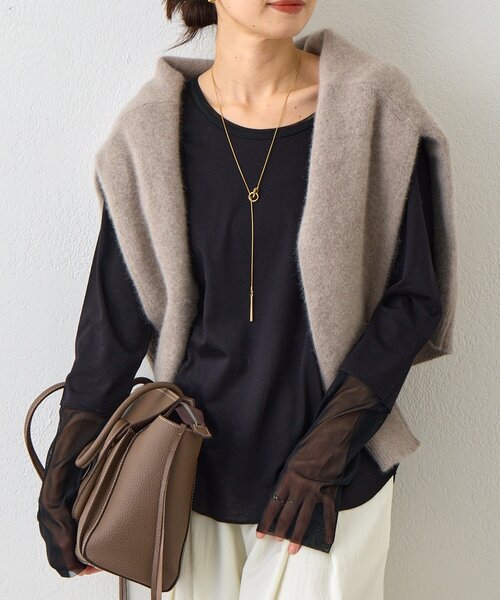 RIVE DROITE(リヴドロワ)の「予約【レイヤードに最適】チュールキリカエカットソー(Tシャツ/カットソー・レディース・オフホワイト/ブラック・FREE)」の2枚目の写真