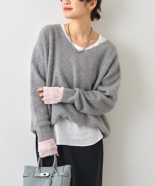 RIVE DROITE(リヴドロワ)の「予約【レイヤードに最適】チュールキリカエカットソー(Tシャツ/カットソー・レディース・オフホワイト/ブラック・FREE)」の6枚目の写真