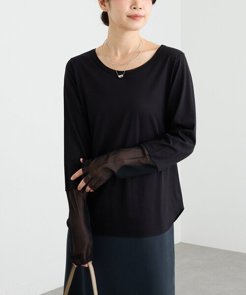 RIVE DROITE（リヴドロワ）の「チュールキリカエカットソー（Tシャツ/カットソー・レディース・オフホワイト/ブラック・FREE）」の11枚目の写真