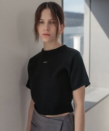 ローリングハーフラウンドネックニット_ブラック