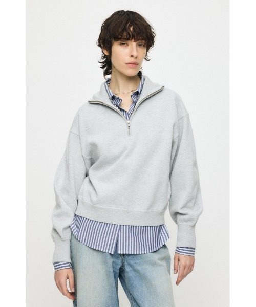 MOUSSY（マウジー）の「SWEAT LIKE HALF ZIP ニット（ニット/セーター・レディース・杢グレー/ライトイエロー/ネイビー・FREE）」の2枚目の写真