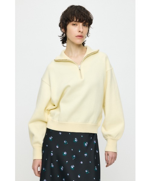 MOUSSY（マウジー）の「SWEAT LIKE HALF ZIP ニット（ニット/セーター・レディース・杢グレー/ライトイエロー/ネイビー・FREE）」の4枚目の写真