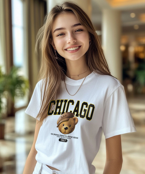 ONEHUNDREDPERCENT FOR WOMAN(ワンハンドレッドパーセントフォーウーマン)の「OHPxDREAMDAYシカゴテディNo.2ウーマンベーシック半袖(Tシャツ/カットソー・レディース・その他・S/M)」の2枚目の写真