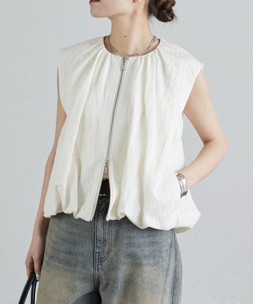 Lui's（ルイス）の「ダブルジップバルーンジレ（ベスト・レディース・アイボリー/ブラック・FREE）」の2枚目の写真