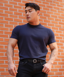 BOASTFIT（ボストピット）の「マッスルフィット 10番手ヘビーコットン半袖Tシャツ ダークネイビー（Tシャツ/カットソー）」