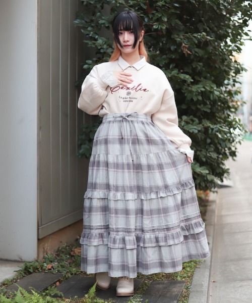 axes femme(アクシーズファム)の「チェックティアードSK(スカート・レディース・ブルー/グレー/ワイン・FREE)」の8枚目の写真