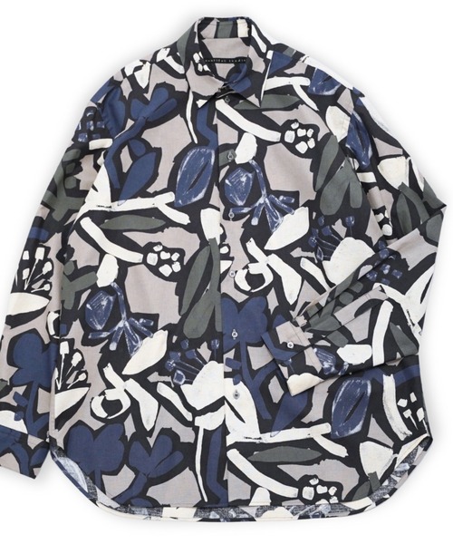 my beautiful landlet(マイビューティフルランドレット)の「【my beautiful landlet】FLORAL PIGMENT PRINT OVERSIZE SHIRT(シャツ/ブラウス・メンズ・ブルー/マスタード/ピンク/グリーン/ベージュ・1/0)」の2枚目の写真