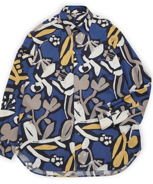 my beautiful landlet(マイビューティフルランドレット)の「【my beautiful landlet】FLORAL PIGMENT PRINT OVERSIZE SHIRT(シャツ/ブラウス・メンズ・ブルー/マスタード/ピンク/グリーン/ベージュ・1/0)」の4枚目の写真