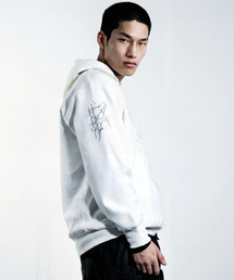 JUSTHANG（ジャストハング）の「アケインビッグロゴ裏起毛フードパーカー[ホワイト]（パーカー）」