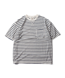 AMFEAST（アンフィースト）の「ストライプテリーポケットTシャツネイビー（Tシャツ/カットソー）」