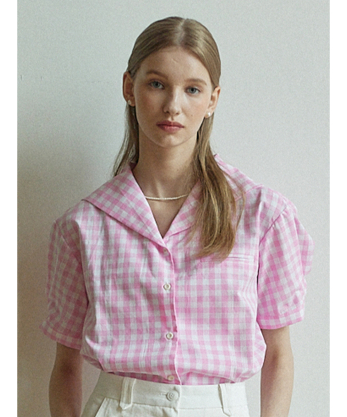 NONLOCAL(ノンローカル)の「Gingham Marine Collar Shirt - Pink(シャツ/ブラウス・レディース・その他・FREE)」の2枚目の写真