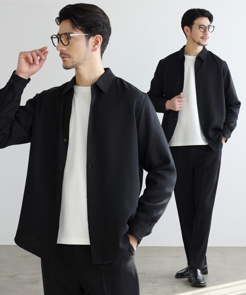 高機能フクレ二重織レギュラーカラーシャツ＆ロングパンツ2点セットアップ セール】【防シワ・抗ピリング・接触冷感・ストレッチ・ウォッシャブル
