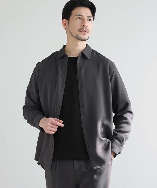 SPU(スプ)の「【防シワ・抗ピリング・接触冷感・ストレッチ・ウォッシャブル】 高機能フクレ二重織レギュラーカラーシャツ&ロングパンツ2点セットアップ(セットアップ・メンズ・ブラック/チャコール/ネイビー・L/XL/S/M)」の21枚目の写真