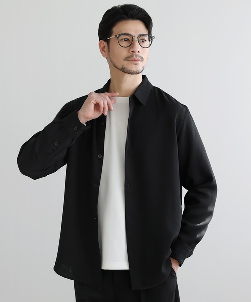 SPU(スプ)の「【防シワ・抗ピリング・接触冷感・ストレッチ・ウォッシャブル】 高機能フクレ二重織レギュラーカラーシャツ&ロングパンツ2点セットアップ(セットアップ・メンズ・ブラック/チャコール/ネイビー・L/XL/S/M)」の9枚目の写真