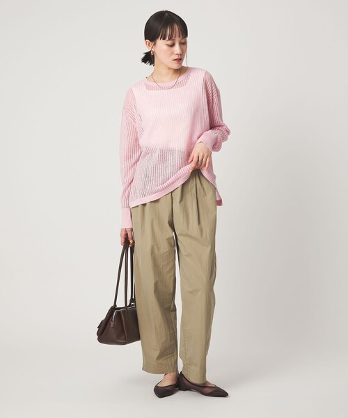 green label relaxing（グリーンレーベルリラクシング）の「フレンチリネン メッシュ プルオーバー ニット（ニット/セーター・レディース・ナチュラル/ブラック/ピンク・FREE）」の13枚目の写真