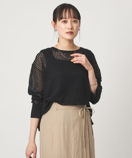 green label relaxing（グリーンレーベルリラクシング）の「フレンチリネン メッシュ プルオーバー ニット（ニット/セーター・レディース・ナチュラル/ブラック/ピンク・FREE）」の15枚目の写真