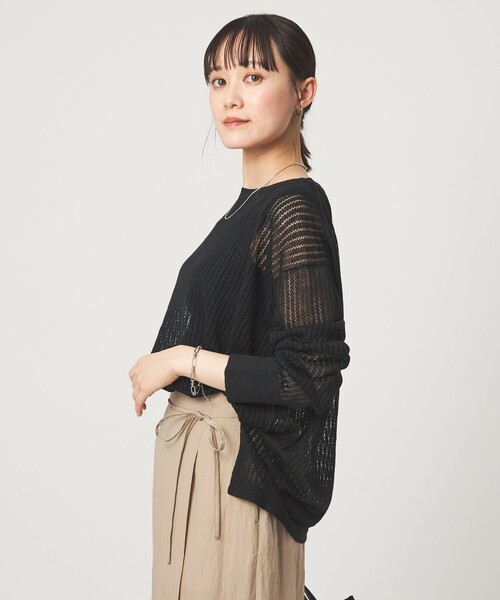 green label relaxing（グリーンレーベルリラクシング）の「フレンチリネン メッシュ プルオーバー ニット（ニット/セーター・レディース・ナチュラル/ブラック/ピンク・FREE）」の16枚目の写真
