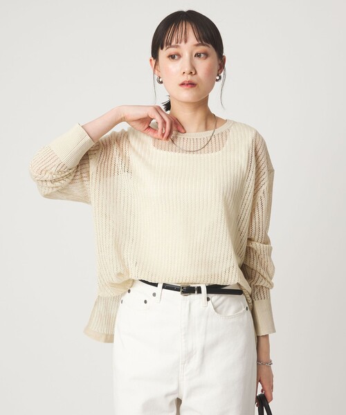 セール】フレンチリネン メッシュ プルオーバー ニット（ニット