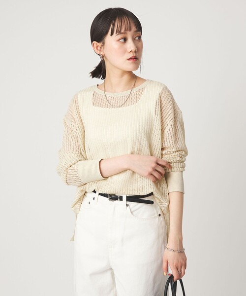 green label relaxing（グリーンレーベルリラクシング）の「フレンチリネン メッシュ プルオーバー ニット（ニット/セーター・レディース・ナチュラル/ブラック/ピンク・FREE）」の20枚目の写真