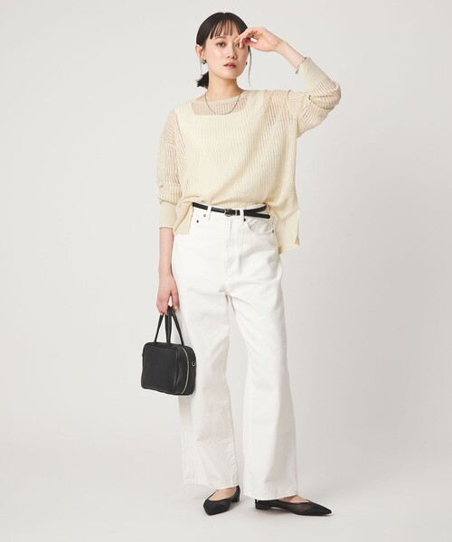 green label relaxing（グリーンレーベルリラクシング）の「フレンチリネン メッシュ プルオーバー ニット（ニット/セーター・レディース・ナチュラル/ブラック/ピンク・FREE）」の21枚目の写真
