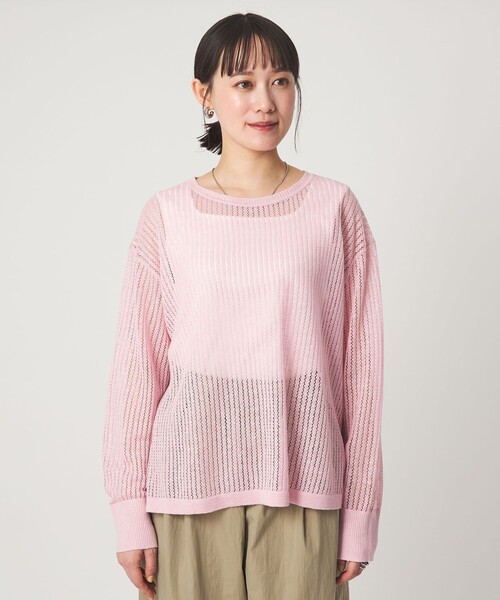 セール】フレンチリネン メッシュ プルオーバー ニット（ニット