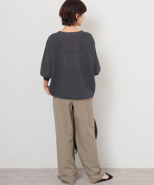 JOURNAL STANDARD relume（ジャーナルスタンダード　レリューム）の「リネンミックスシアーVネックカーディガン（カーディガン/ボレロ・レディース・ブラック系その他/ライトグレー/レッド・FREE）」の4枚目の写真