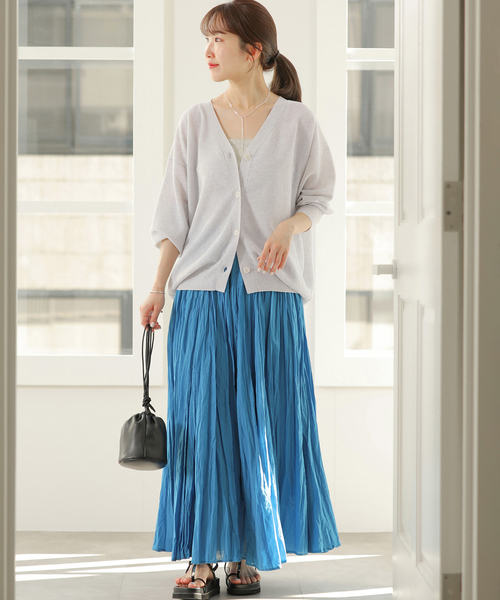 JOURNAL STANDARD relume（ジャーナルスタンダード　レリューム）の「リネンミックスシアーVネックカーディガン（カーディガン/ボレロ・レディース・ブラック系その他/ライトグレー/レッド・FREE）」の9枚目の写真