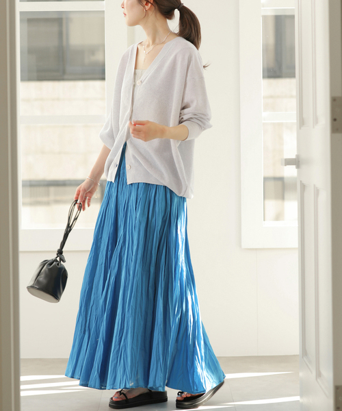 JOURNAL STANDARD relume（ジャーナルスタンダード　レリューム）の「リネンミックスシアーVネックカーディガン（カーディガン/ボレロ・レディース・ブラック系その他/ライトグレー/レッド・FREE）」の10枚目の写真