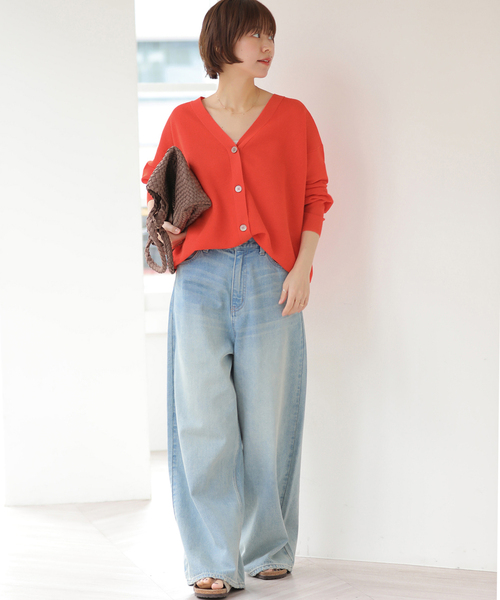 JOURNAL STANDARD relume（ジャーナルスタンダード　レリューム）の「リネンミックスシアーVネックカーディガン（カーディガン/ボレロ・レディース・ブラック系その他/ライトグレー/レッド・FREE）」の17枚目の写真